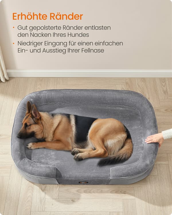 Hundeseng, 122x85x20 cm, Lysegrå