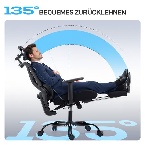 Ergonomisk kontorstol 73x75x120 cm sort netstof