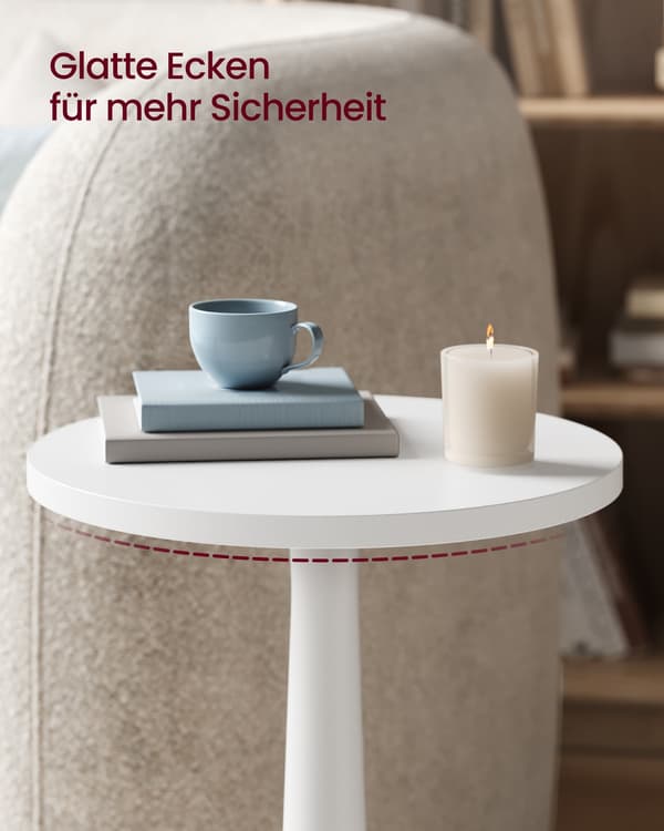 Sidebord Rund 30x55 cm Hvit Tre