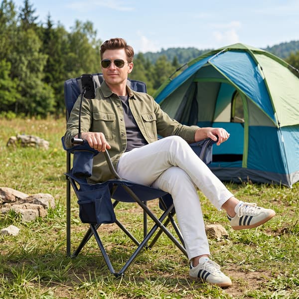 Sammenklappelig campingstol 94x52x104 cm blå