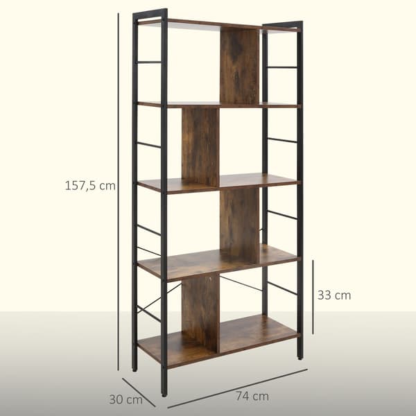 Bogreol 74x30x157,5 cm rustik brun