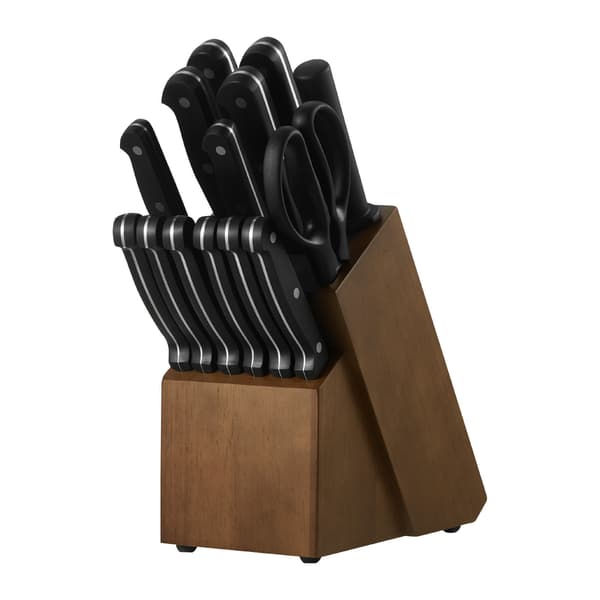 Knivsæt til køkken, 15 dele højkvalitets rustfrit stål, 20,5x12,5x31 cm, sølv sort