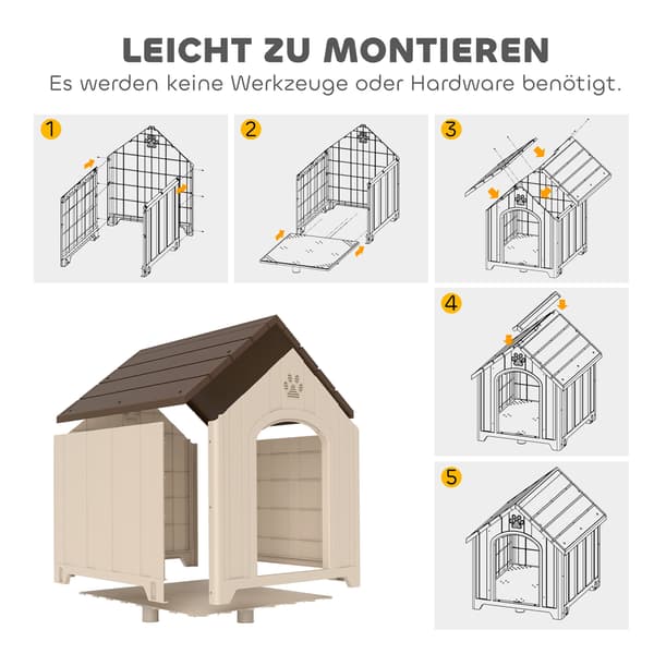 Hundehus 88x79x89 cm beige/mørkebrun