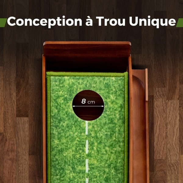 Golf putting måtte, 280x29x15 cm, Brun Grøn