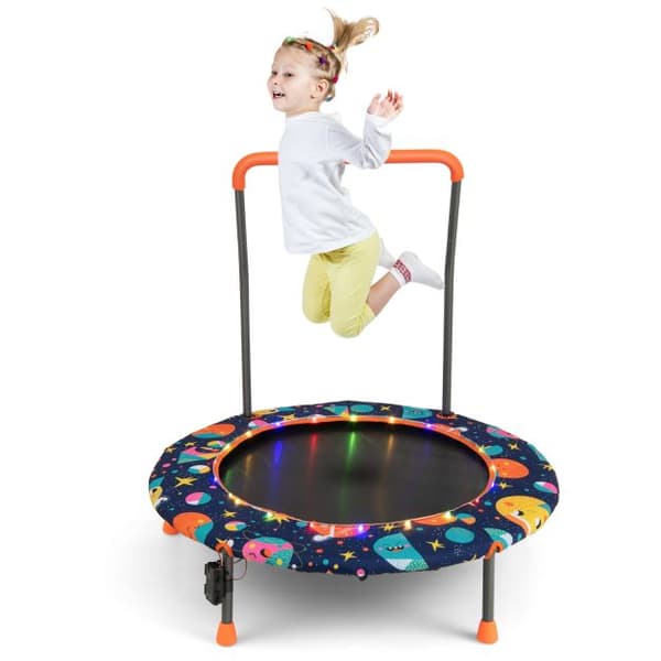 Børnetrampolin med LED-lys Ø92 cm multifarvet
