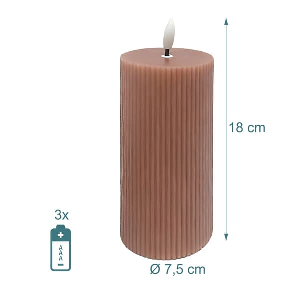 LED-kynttiläsarja, 18x7,5 cm, vaaleanpunainen, aitoa vahaa, Kodustaar