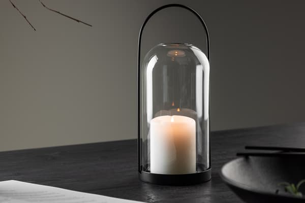 Lanterne Flora 25x11 cm Sort Glas