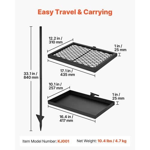 Campfire Grill Dobbelt Lag 720x435x840 mm sort