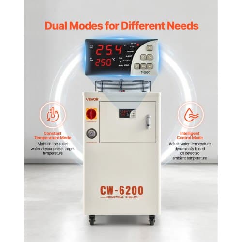 Industriel vandkøler, 5000W, 15 L, kølesystem, stål