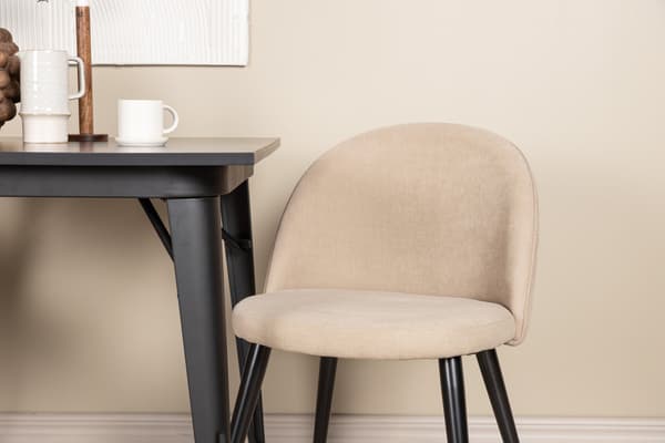 Spisebord og stole sæt Tempe sort og beige MDF og polyesterstof