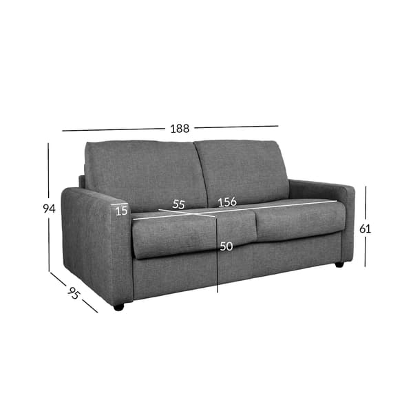 Sofa Seng PROVO 188x95x94 cm Mørkegråt Stof