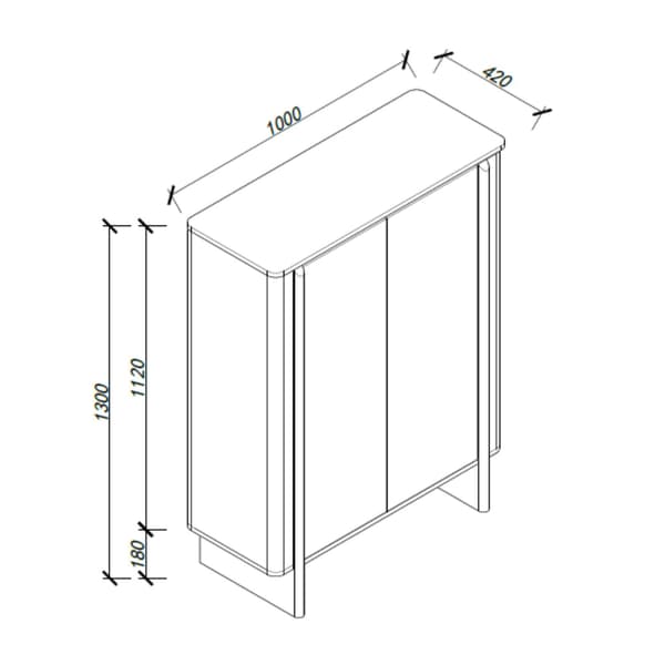 Highboard MORBEN 100x42x130 cm Tammi melamiini