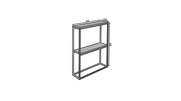 Konsolbord, MASON, 60x80x20 cm, Sort