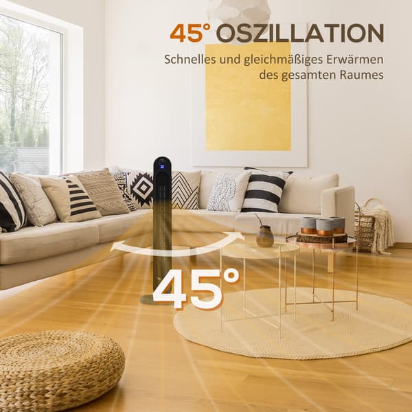 Elektrisk värmare, 3 lägen, 12-timmars timer, LED-display, oscillationsfunktion