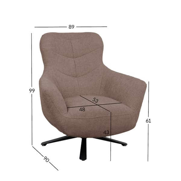 Lænestol HELGA 89x90x99 cm lys brun stof