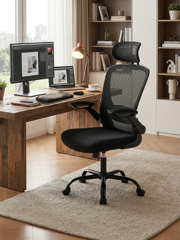 Kontorstol 64x64x115 cm Sort, ergonomisk