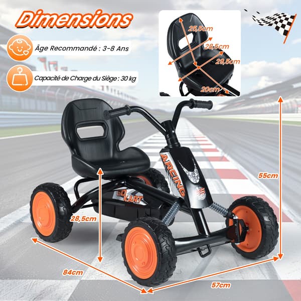 Børnepedal Go-Kart 84x57x55 cm sort