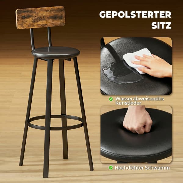 Barstolset 41,5x36,5x99,5 cm Brun Metall