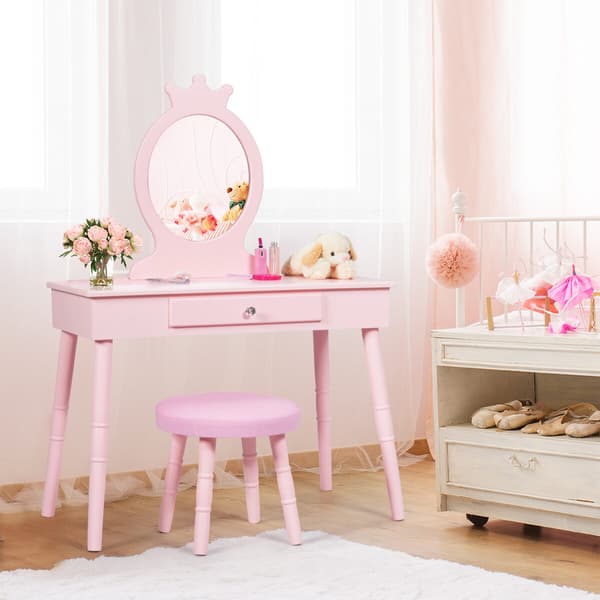 Børnekommode sæt med skammel 70x34x101 cm pink