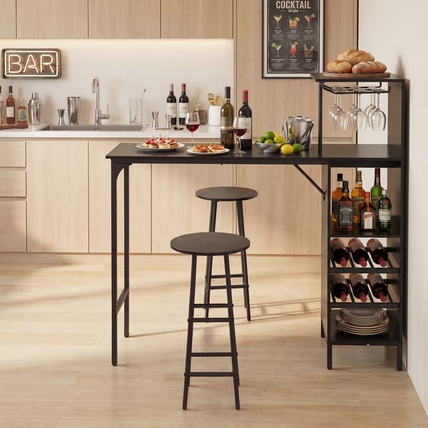Barbord og barstole sæt 3 dele 120 cm sort