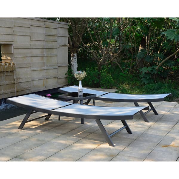 Däckstol Set ARIO 63x187x40 cm Grå Stål
