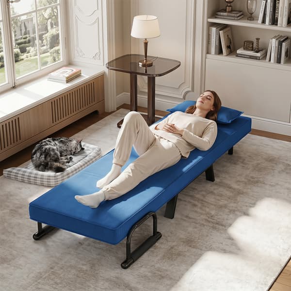 Sovesofa med sovefunktion 186x64x30 cm blå