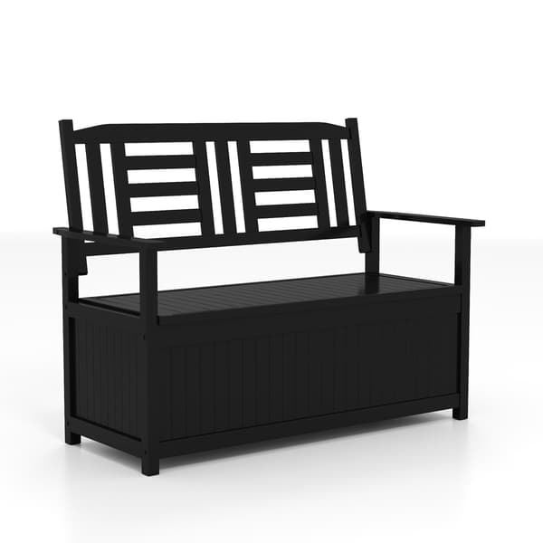 Havebænk med opbevaring 123x68.5x96 cm sort, træ