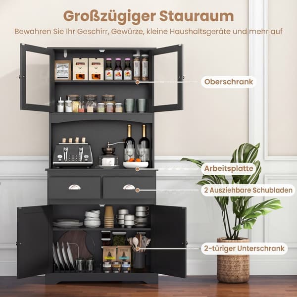 Køkkenbuffet skænk med overskab 80x40x170 cm sort
