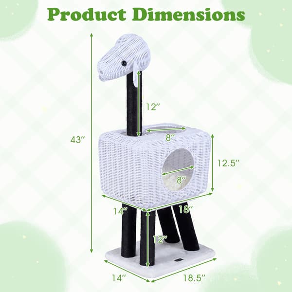 Kattetræ Lammeformet 36x47x110 cm hvid/sort