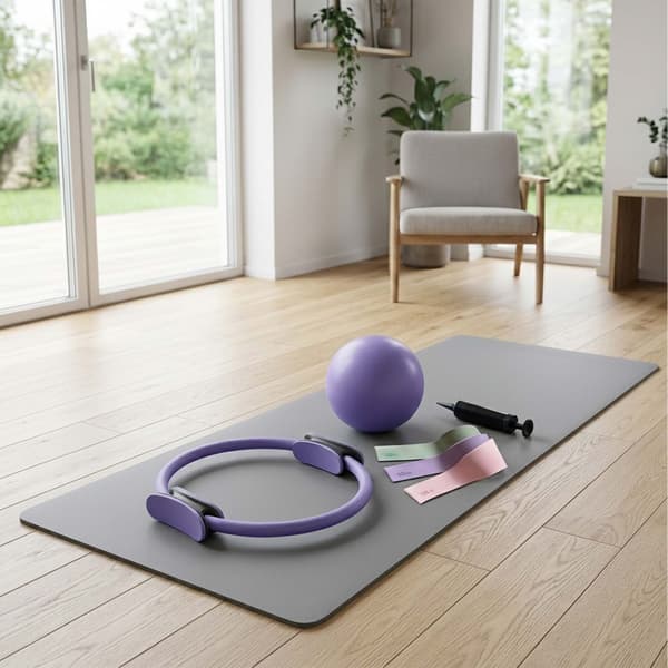6-delars Pilatesset: ring, boll, band, Kodustaar