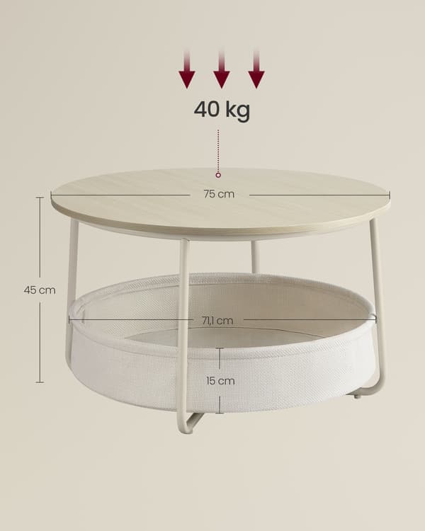 Soffbord 75x45 cm Beige Förvaring