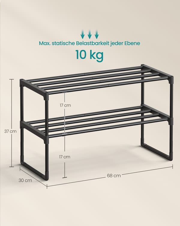 Skohylde 68x30x36,8 cm Sort Metal