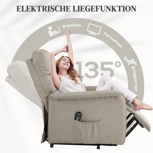 Lænestol med løftefunktion 66x90x96 cm beige