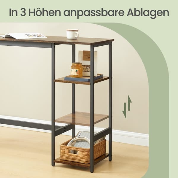 Barbord sæt 40x110x90 cm Brun-sort træ og stål