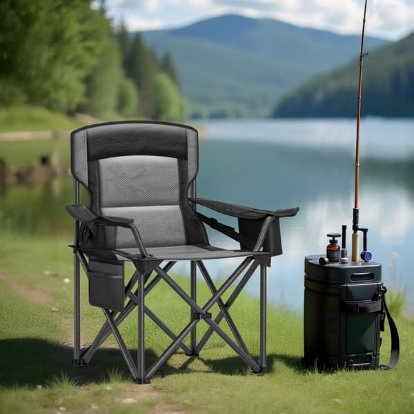 Campingstol, 63,1x95,1x99,6 cm, Sort, Sammenklappelig