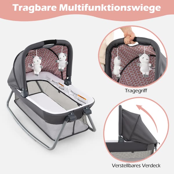 Babyseng til rejse, 105,5x74x74 cm, lyserød, sammenklappelig , Star