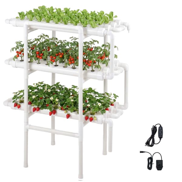 Hydroponiskt odlingssystem kit, 98x52x117 cm, Vit, UPVC