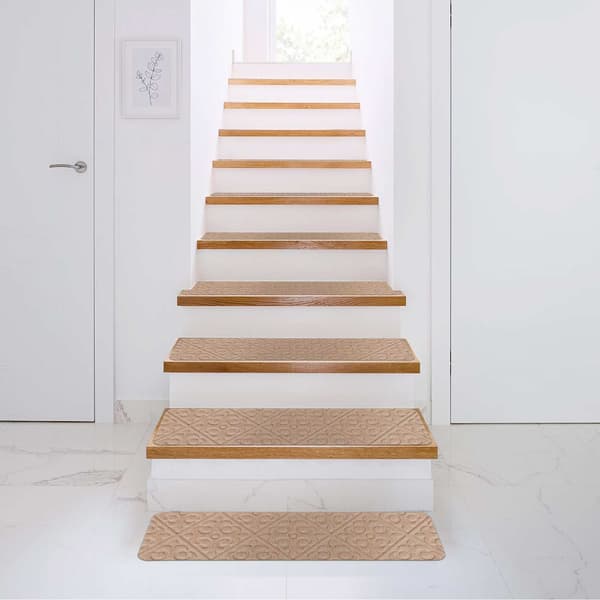 Skridsikre trappemåtter 15 stk 76x20 cm beige