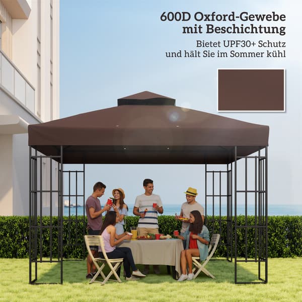 Pavillon erstatningsdug, 300x300 cm, brun, polyester