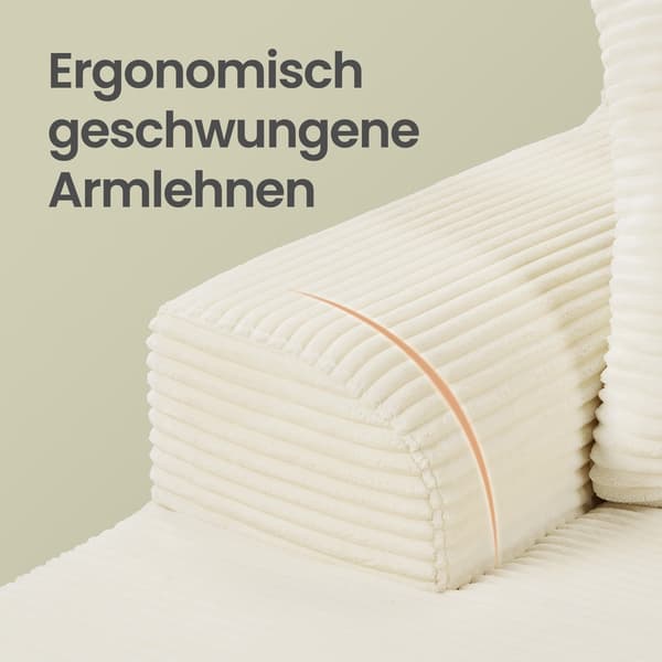 Sectionalsoffa 150x244x73 cm Vit Cord-tyg