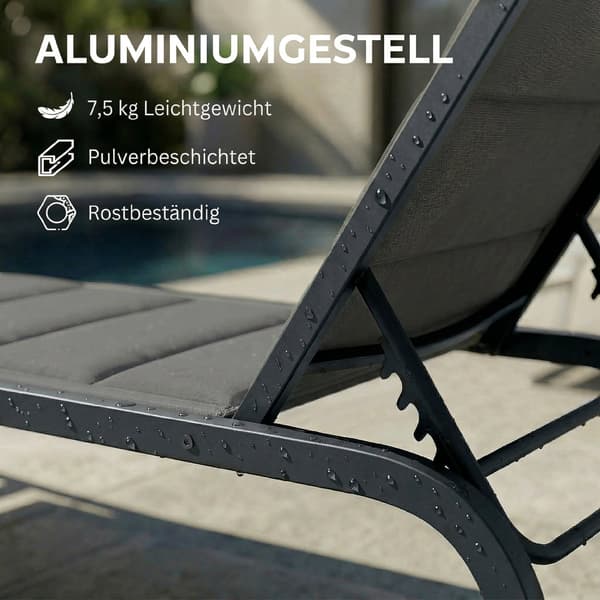 Solstol 62x165x94 cm Mørkegrå Aluminium