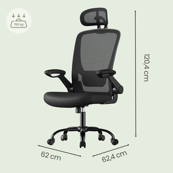 Kontorstol 64x64x115 cm svart, ergonomisk
