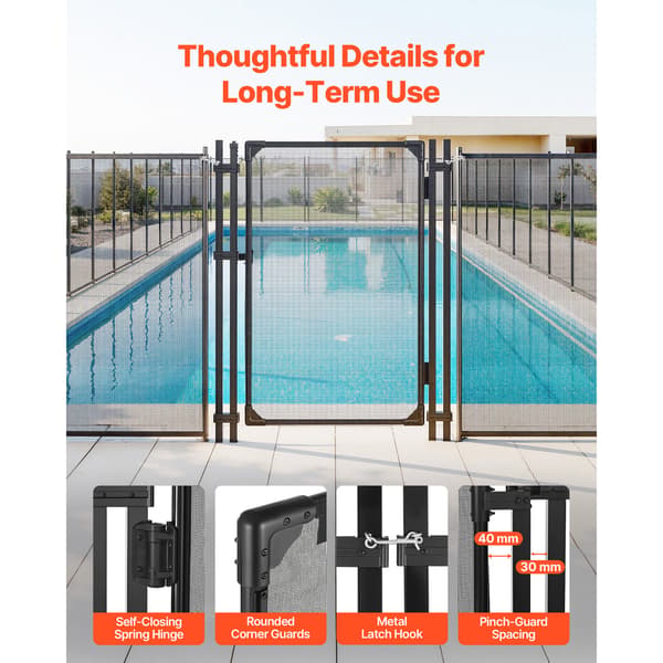 Poolhegnsport 120x75 cm Sort PVC-net