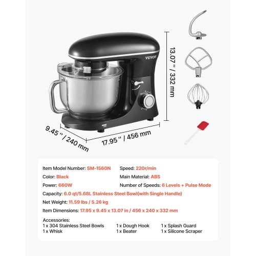 Standmixer, 45,6x24x33,2 cm, Sort, Skål i rustfrit stål