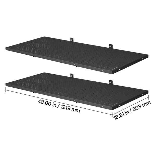 Væghængt garagehylde 50x122 cm sort stål opbevaring
