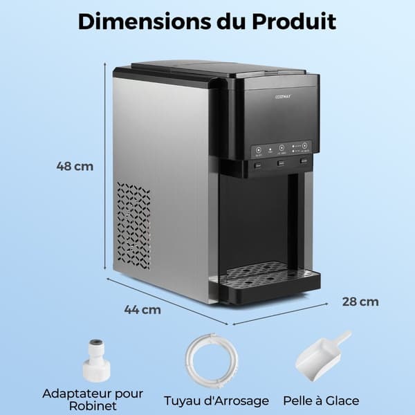 Vanddispenser og ismaskine, 44x28x48 cm, sort