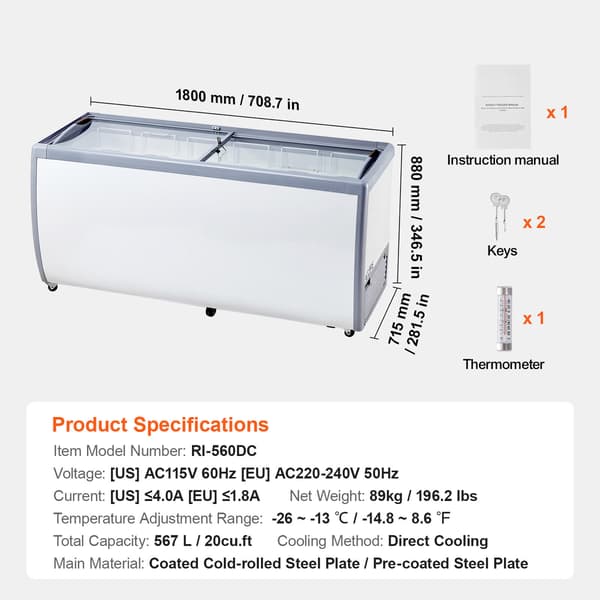 Isdisk Display 567 L, 2 skydedøre i glas, hvid