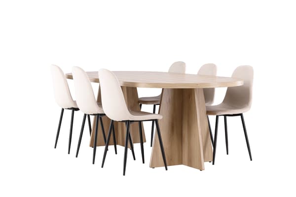 Spisebord Bootcut 230x115 cm hvidvasket