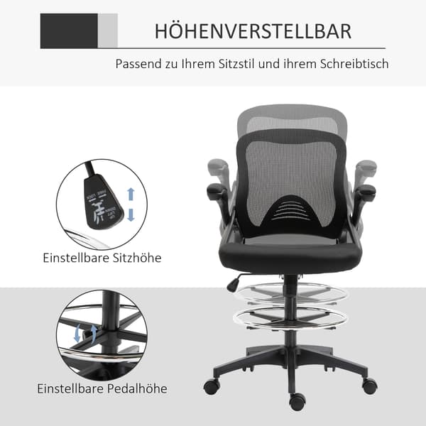 Kontorstol, 64x60x106-126 cm, Sort