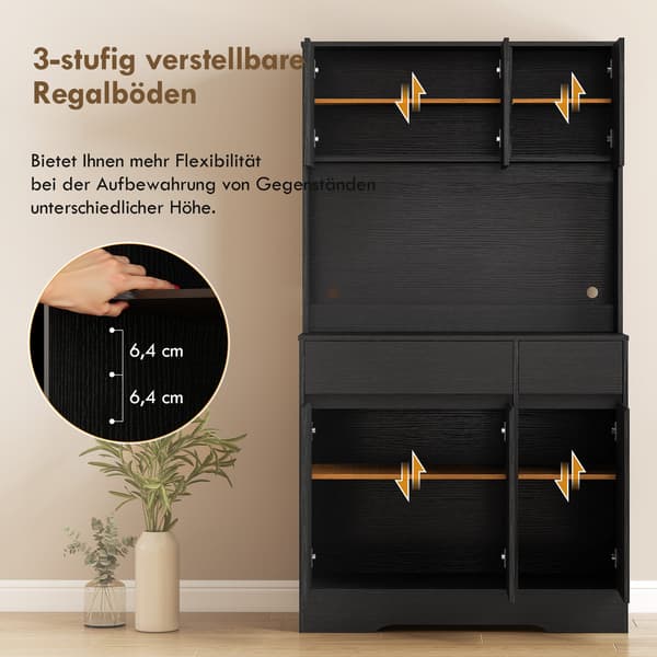 Køkkenskab 100x38x180 cm Sort Træ